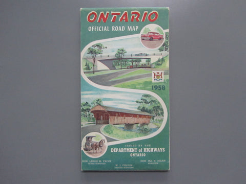 1958 Ontario Official Government Road Map
