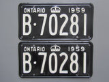 1959 YOM Clear Ontario License Plates