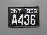 1959 YOM Clear Ontario Motorcycle License Plate