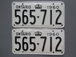 1960 YOM Clear Ontario License Plates
