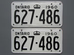 1960 YOM Clear Ontario License Plates