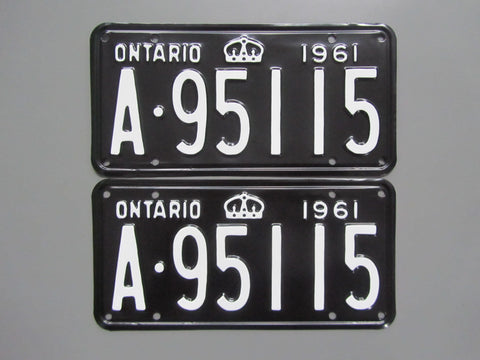 1961 YOM Clear Ontario License Plates