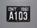 1961 YOM Clear Ontario Motorcycle License Plate