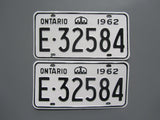 1962 YOM Clear Ontario License Plates