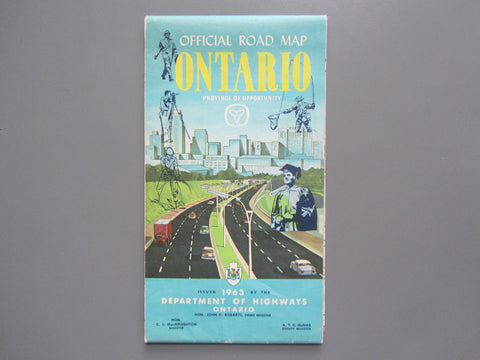 1963 Ontario Official Government Road Map
