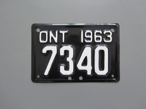 1963 YOM Clear Ontario Motorcycle License Plate