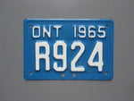 1965 YOM Clear Ontario Motorcycle License Plate