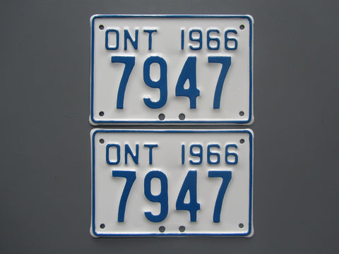 1966 YOM Clear Ontario Motorcycle License Plates