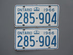 1966 YOM Clear Ontario License Plates