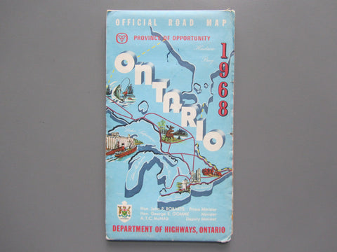 1968 Ontario Official Government Road Map
