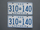 1968 YOM Clear Ontario License Plates