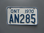 1970 YOM Clear Ontario Motorcycle License Plate