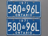 1971 YOM Clear Ontario License Plates