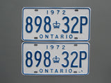 1972 YOM Clear Ontario License Plates