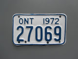 1972 YOM Clear Ontario Motorcycle License Plate