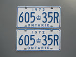 1972 YOM Clear Ontario License Plates