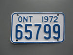 1972 YOM Clear Ontario Motorcycle License Plate