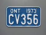 1973 YOM Clear Ontario Motorcycle License Plate