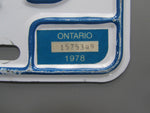 1978 Ontario License Plates