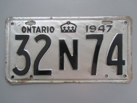 1947 YOM Clear Ontario License Plate